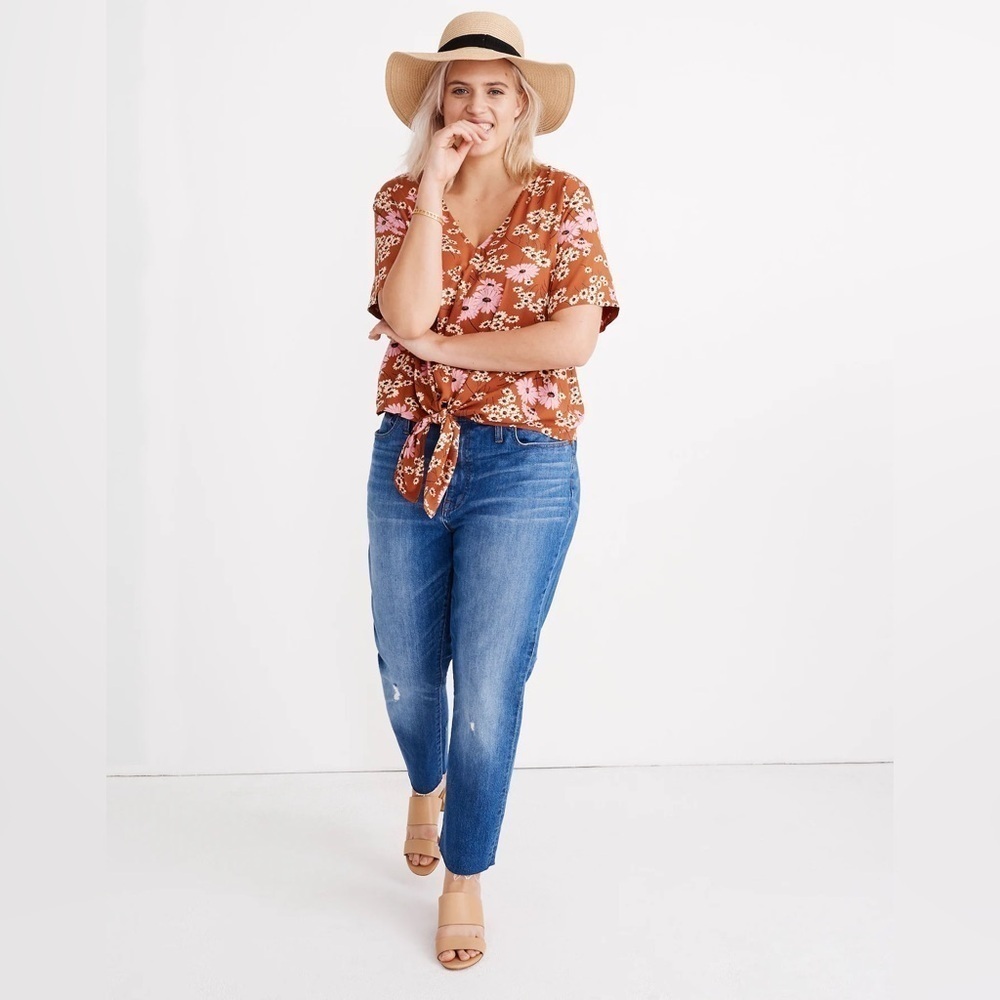 MADEWELL Novel Tie-Front Top In Hillside Daises - Picture 3 of 5
